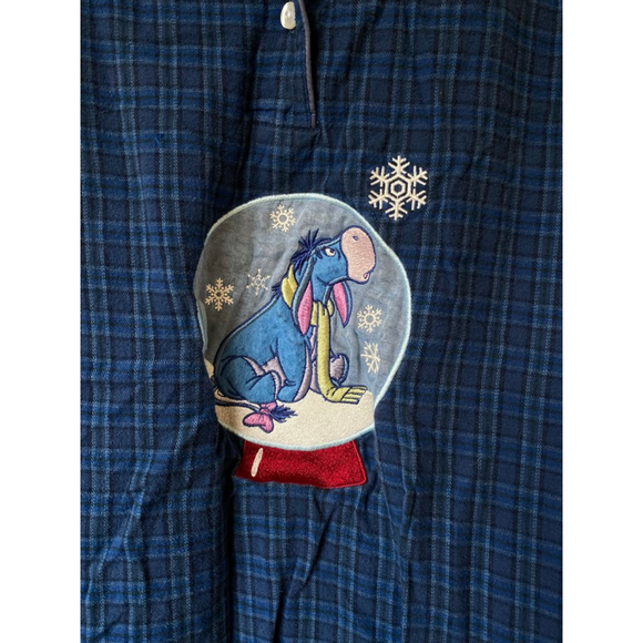 Vintage Disney Store Eeyore Plaid Flannel Nightgown Cozy 90s Y2K Winnie Pooh - Picture 5 of 10